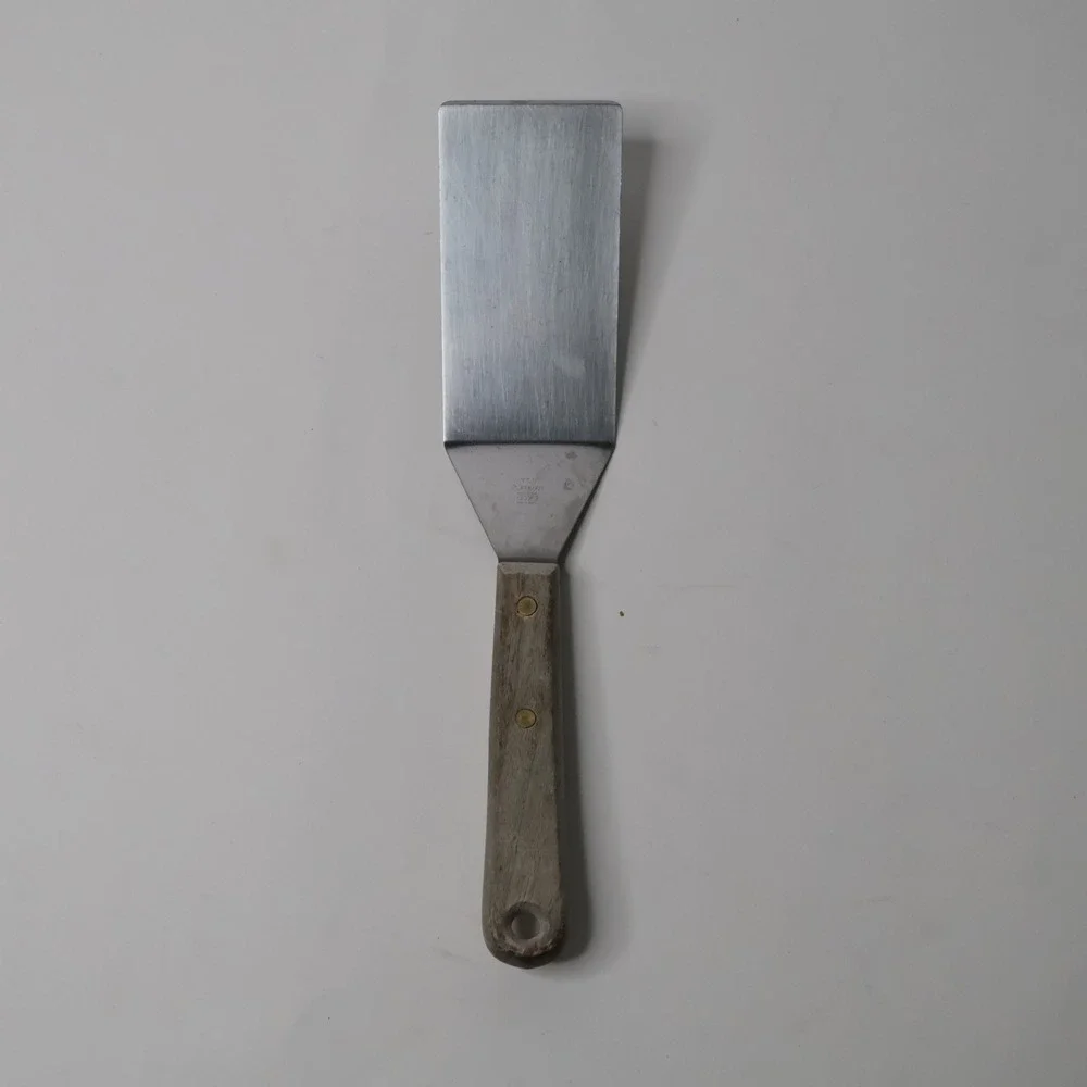 Vintage Ekco Stainless Steel Spatula Wood Handle Made in USA Rectangular Turner